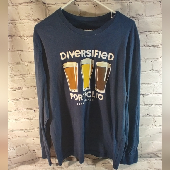 Life is Good Long Sleeve "Beer Graphic" " Diversified Portfolio XL Blue - Picture 2 of 11